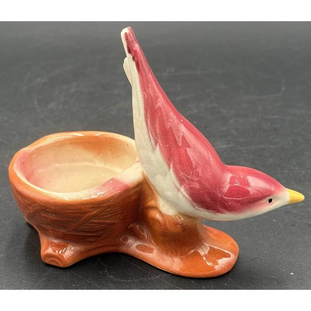 Lot of 5 Vtg Bird Figurine Planters Vases With Fully Painted Beaks